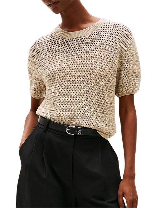 Maglia donna beige in cotone Tommy Hilfiger | WW0WW45950RBT